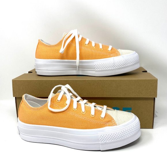 Converse 567855C Chuck Taylor AS Plathporm LIFT Canvas Low Orange Women's Size - Picture 9 of 10